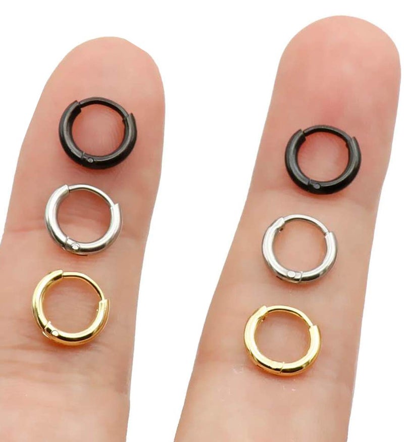 EACHLP 6MM Mini Hoop Earrings,Gold Silver Black Plated Tiny Thin Snug Cartilage Hoop Earring for Women&Men - Image 1